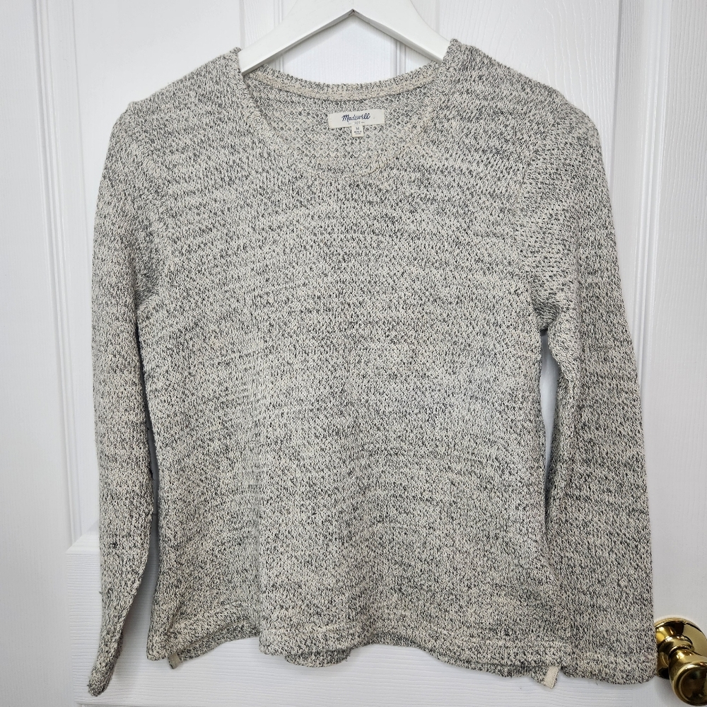 Madewell Textured Gray Knit Sweater Scoop Neck Size Medium